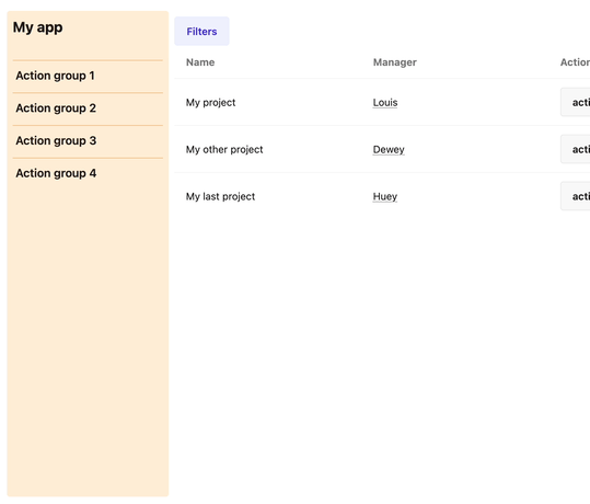 side menu with sub items hovercard example